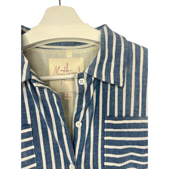 Women’s Myrtlewood of California Cotton Retro Shirt Dress 1X Striped Cottage - Picture 4 of 11